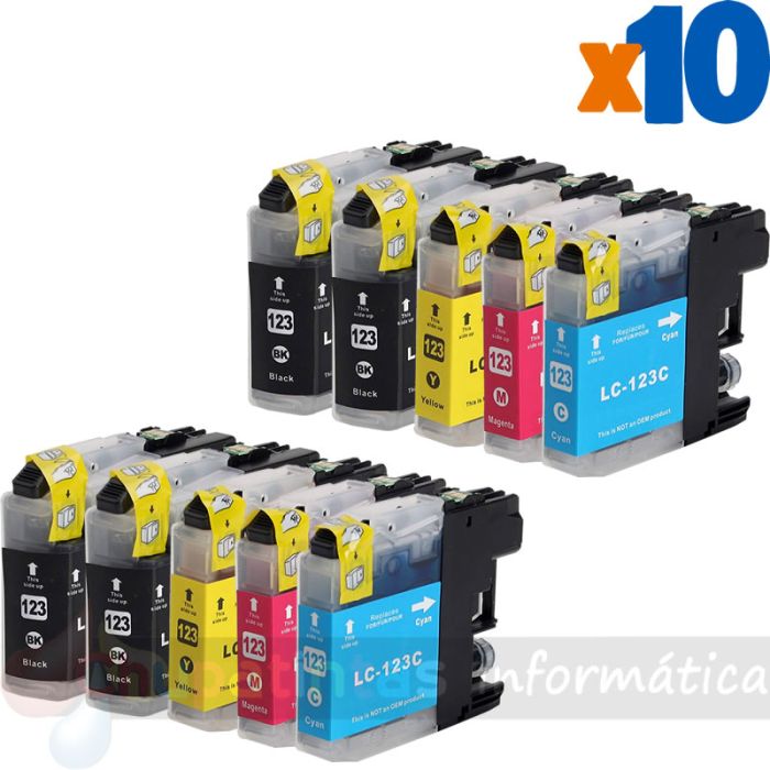 Brother LC123XL/LC121XL Pack de 10 Cartuchos de Tinta Genéricos