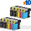 Brother LC123XL/LC121XL Pack de 10 Cartuchos de Tinta Genericos