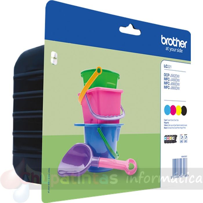 Brother LC221 Pack de 4 Cartuchos de Tinta Originales - LC221VALBP