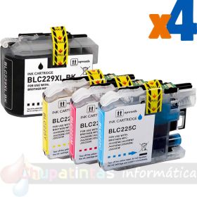Brother LC229XL/LC225XL Pack de 4 Cartuchos de Tinta Genéricos