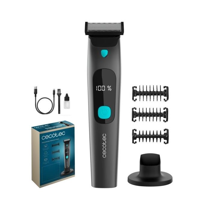 Cecotec PrecisionCare OneShave Screen Afeitadora Recortadora Multifuncional - Autonomia hasta 1.5h - IPX7 - Incluye Peines Guia - Cuchillas de Acero Inoxidable - Color Gris Oscuro