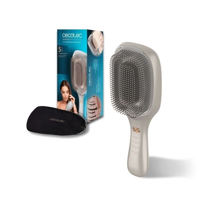 Cecotec HairCare Revitalize Champagne Cepillo Reparador - Microcorrientes EMS - Luz LED - Iones Negativos - Laser de Baja Potencia Lllt - Masaje por Vibracion - Color Blanco