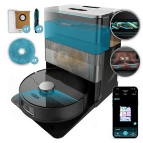 Cecotec Conga X70 Robot Aspirador con Base de Autovaciado 4 en 1 - Control con App - Bluetooth - Autonomia hasta 240min - Succion 15kPa - Inteligencia Artificial - Laser - WiFi - Color Negro