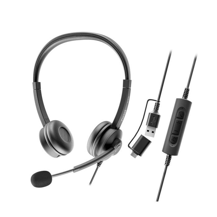 Axtel FLOW Auriculares con Microfono USB - Reduccion de Ruido - USB-A y USB-C