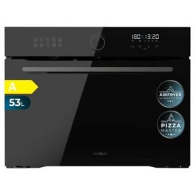 Cecotec Bolero Hexa AF314500 Glass Black A Horno Integrable - Capacidad 53L - Temperatura Regulable - Piedra para Pizzas de 35cm - Guias Telescopicas - Pantalla Tactil - 11 Funciones - Color Negro