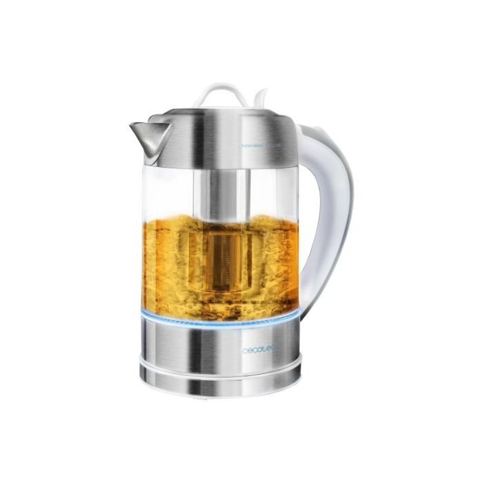 Cecotec ThermoSense 370 Clear Hervidor de Agua de 1.7L - 2200W - Libre de BPA - Base 360º Independiente - Luz LED - Temperatura Regulable - Filtro Antical - Autoapagado - Acero Inoxidable