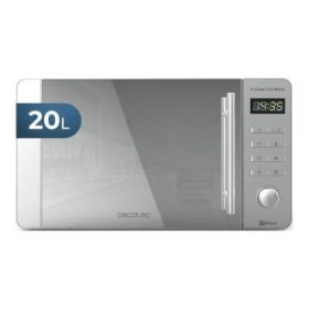 Cecotec ProClean 5020 Mirror Microondas - Potencia 700W - Capacidad 20L - Pantalla LED - Acero Inoxidable - Seguro Infantil - Revestimiento Facil de Limpiar - Color Gris