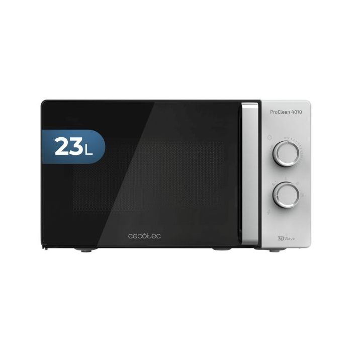 Cecotec ProClean 4010 Microondas - 700W - Capacidad 23L - Temporizador - Controles Manuales - 6 Niveles de Funcionamiento - Revestimiento Facil de Limpiar - 49.5x35.8x28.5cm
 - Color Negro y Plateado