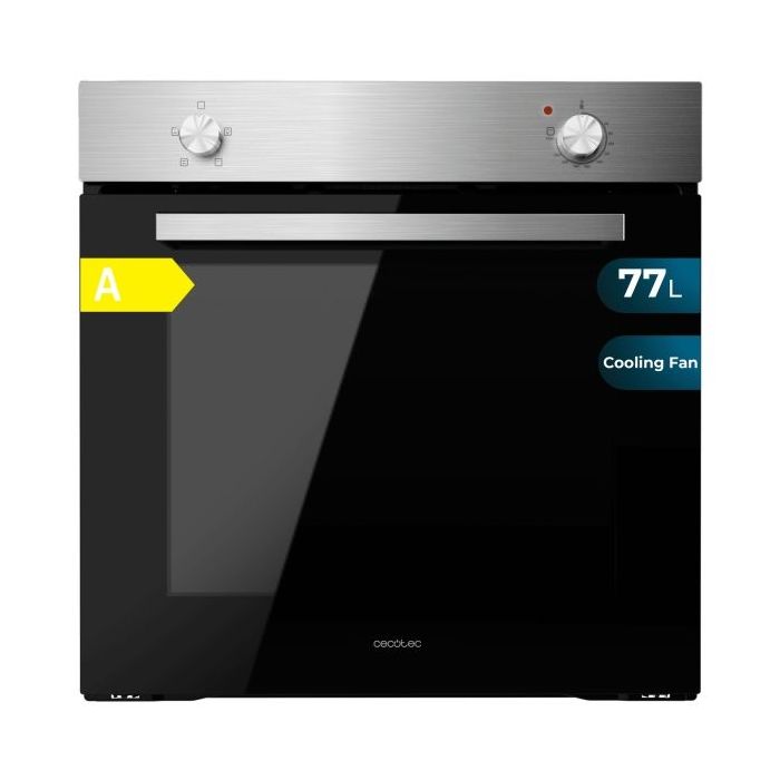 Cecotec Bolero Hexa C126000 Inox A Horno Convencional Integrable - Potencia 2800W - Capacidad 77L - Temperatura Regulable - Puerta Triple de Cristal - 4 Funciones - Color Negro y Plateado