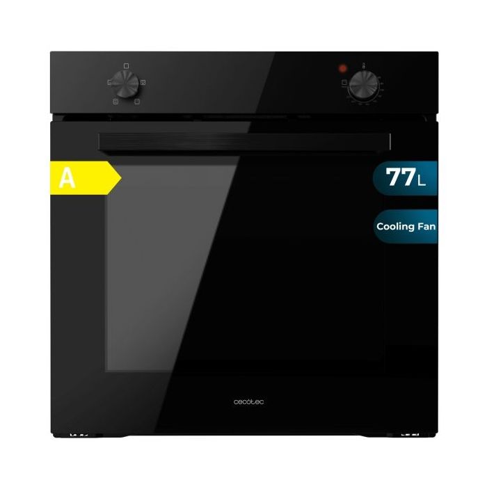 Cecotec Bolero Hexa C126000 Black A Horno Convencional Integrable - Potencia 2800W - Capacidad 77L - Temperatura Regulable - Puerta Triple de Cristal - 4 Funciones - Color Negro