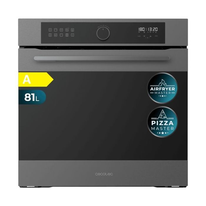 Cecotec Bolero Hexa AF316000 Matt A Horno Integrable - Capacidad 81L - Temperatura Regulable - Piedra para Pizzas de 35cm - Guias Telescopicas - Pantalla Tactil - 11 Funciones - Color Gris Oscuro
