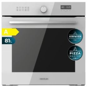 Cecotec Bolero Hexa AF316000 Glass White A Horno Integrable - Capacidad 81L - Temperatura Regulable - Piedra para Pizzas de 35cm - Guias Telescopicas - Pantalla Tactil - 11 Funciones - Color Blanco