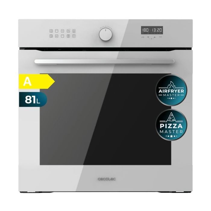 Cecotec Bolero Hexa AF316000 Glass White A Horno Integrable - Capacidad 81L - Temperatura Regulable - Piedra para Pizzas de 35cm - Guias Telescopicas - Pantalla Tactil - 11 Funciones - Color Blanco