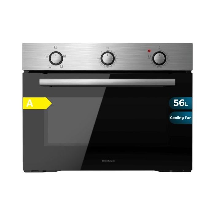 Cecotec Bolero Hexa C134500 Inox A Horno Convencional Integrable - Potencia 2800W - Capacidad 56L - Temperatura Regulable - Puerta Triple de Cristal - 4 Funciones - Color Negro y Plateado