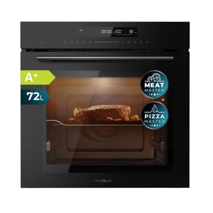 Cecotec Bolero Hexa SM406000 Glass Black A+ Horno Integrable con Microondas - 2900W - Capacidad 72L - Temperatura Regulable - Acero Inoxidable - Guias Telescopicas - Pantalla Tactil - Color Negro