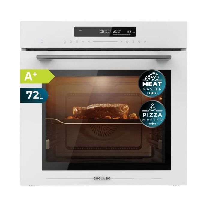 Cecotec Bolero Hexa SM406000 Glass White A+ Horno Integrable con Microondas - 2900W - Capacidad 72L - Temperatura Regulable - Acero Inoxidable - Guias Telescopicas - Pantalla Tactil - Color Blanco