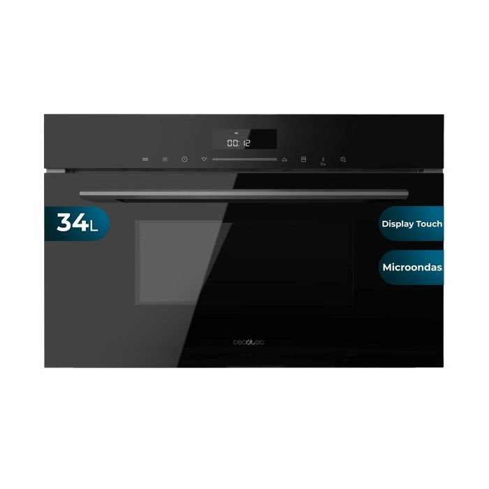 Cecotec Bolero Hexa MW703800 Glass Black Microondas Integrable con Grill - Capacidad 34L - Temperatura Regulable - Panel Tactil - Acabado en Vidrio - Bloqueo Infantil - Color Negro