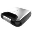 Cecotec Rock'nToast Grill + Sandwichera Doble - Potencia 800W - Antiadherente - Temperatura Regulable - Acabado en Acero Inoxidable - Asa de Tacto Frio - Hueco Recogecables - Color Negro y Plateado