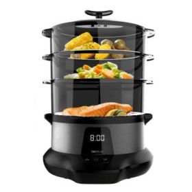 Cecotec Vapovita 3000 Pro Vaporera - Potencia 1000W - Capacidad 1L - Acero Inoxidable - Apto para Lavavajillas - Temporizador - Pantalla Digital - Color Gris Oscuro