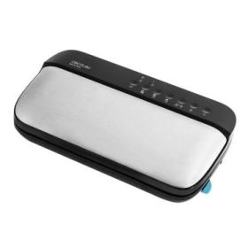 Cecotec Sealvac Steel Envasadora al Vacio - 120W - Presion 0.9 Bar - Succion 95kPa - Incluye Accesorios - Silencioso - Admite Bolsas Genericas - Funcion de Vacio para Botes - Color Negro y Plateado