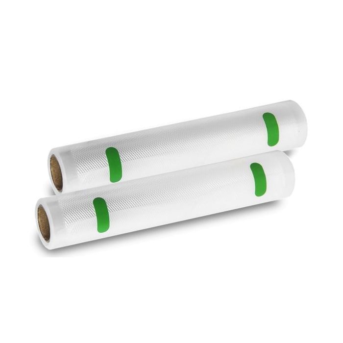 Cecotec Pack de 2 Rollos de 6m para Envasadora al Vacio - Temperatura Regulable - 20cm de Ancho - Color Transparente