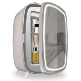 Cecotec CoolingBeauty 6000 Mirror Rose Nevera para Cosmeticos con Espejo - Capacidad 6L - Luz LED con 3 Intensidades - Silencioso - Enfriamiento hasta 10ºC - Color Rosa Palido