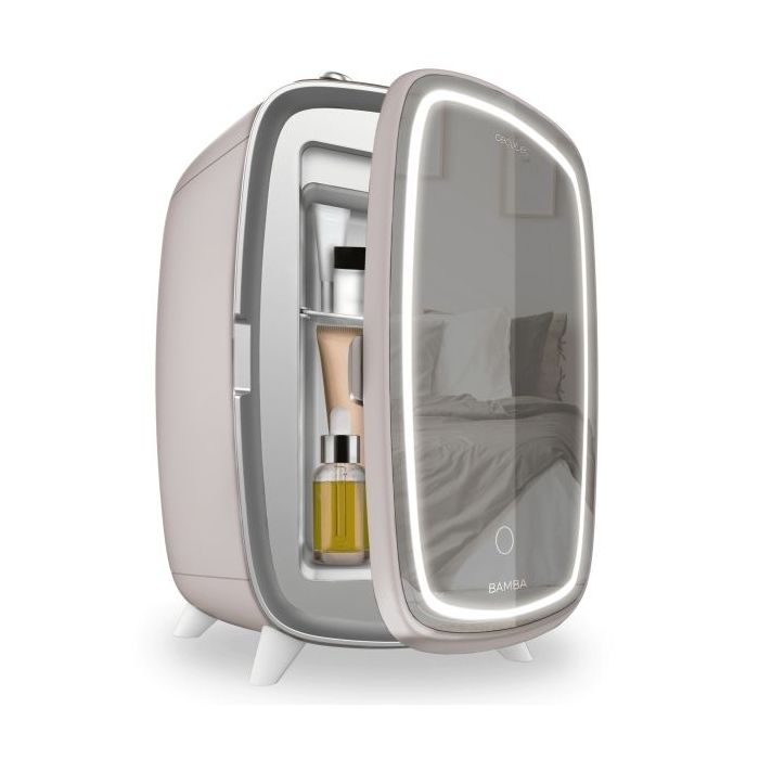 Cecotec CoolingBeauty 6000 Mirror Rose Nevera para Cosmeticos con Espejo - Capacidad 6L - Luz LED con 3 Intensidades - Silencioso - Enfriamiento hasta 10ºC - Color Rosa Palido