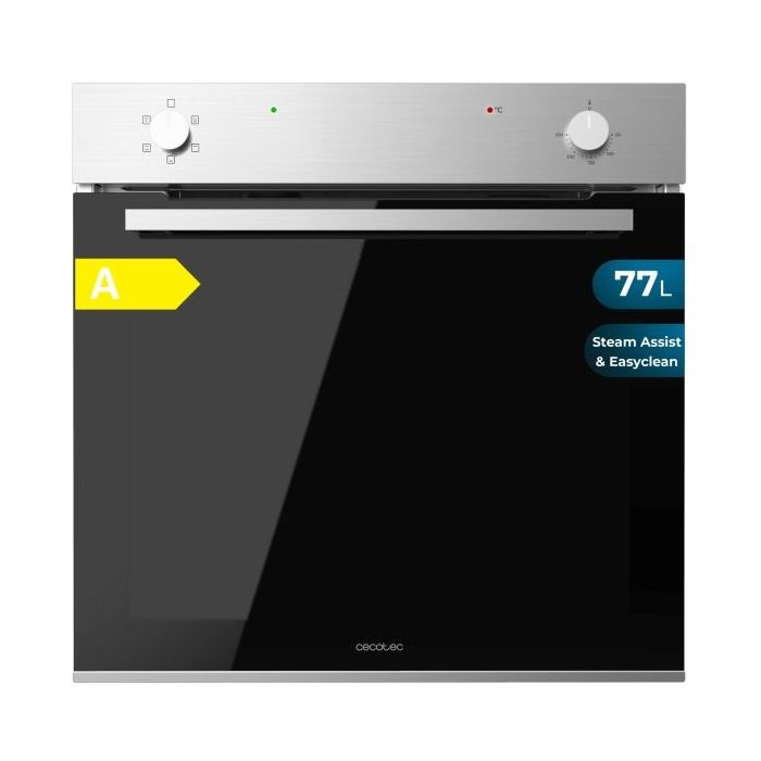 Cecotec Bolero Hexa C126001 Line A Horno Convencional Integrable - Potencia 2800W - Capacidad 77L - Puerta de Cristal Doble - 5 Funciones - Color Negro y Plateado
