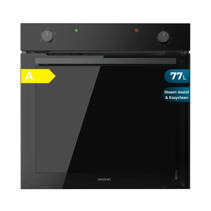 Cecotec Bolero Hexa C126001 Glass Black A Horno Convencional Integrable - Potencia 2800W - Capacidad 77L - Puerta de Cristal Doble - 5 Funciones - Color Negro
