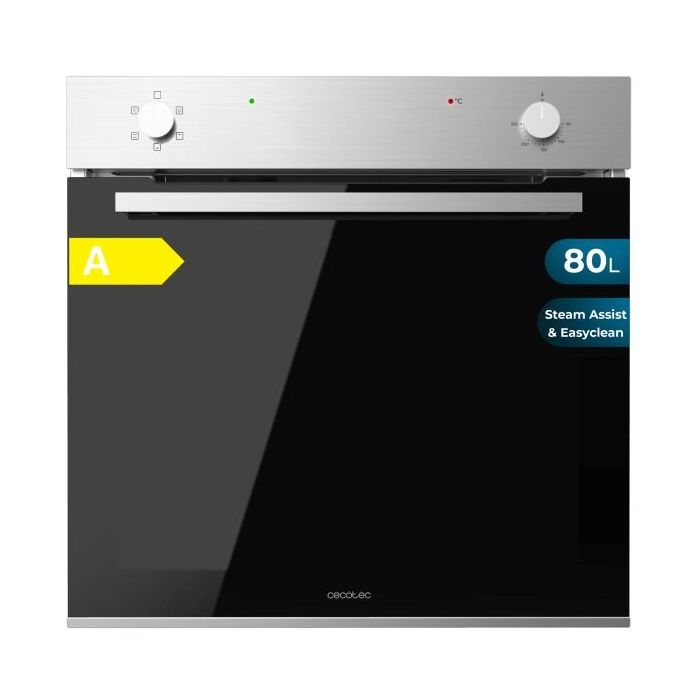 Cecotec Bolero Hexa C126400 Line A Horno Convencional Integrable - Potencia 2800W - Capacidad 80L - Puerta de Cristal Doble - 5 Funciones - Color Negro y Plateado