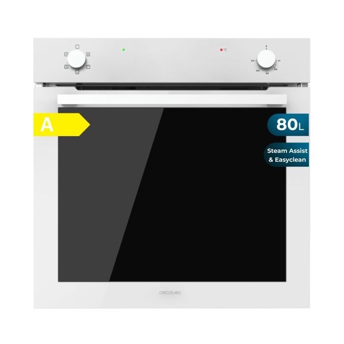 Cecotec Bolero Hexa C126400 Glass White A Horno Convencional Integrable - Potencia 2800W - Capacidad 80L - Puerta de Cristal Doble - 5 Funciones - Color Blanco