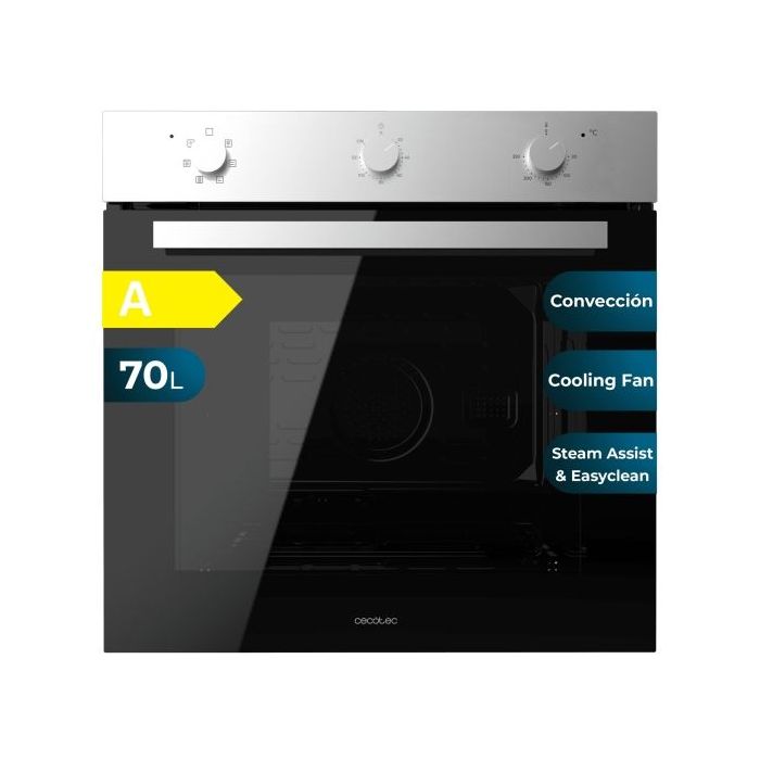 Cecotec Bolero Hexa M236000 Inox Time A Horno Multifuncion Integrable - Potencia 2800W - Capacidad 70L - Puerta Triple de Cristal - 6 Funciones - Color Negro y Plateado
