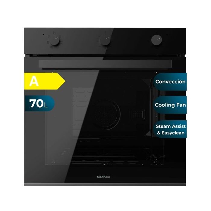 Cecotec Bolero Hexa M236000 Dark Inox Time A Horno Multifuncion Integrable - Potencia 2800W - Capacidad 70L - Puerta Triple de Cristal - 6 Funciones - Color Negro