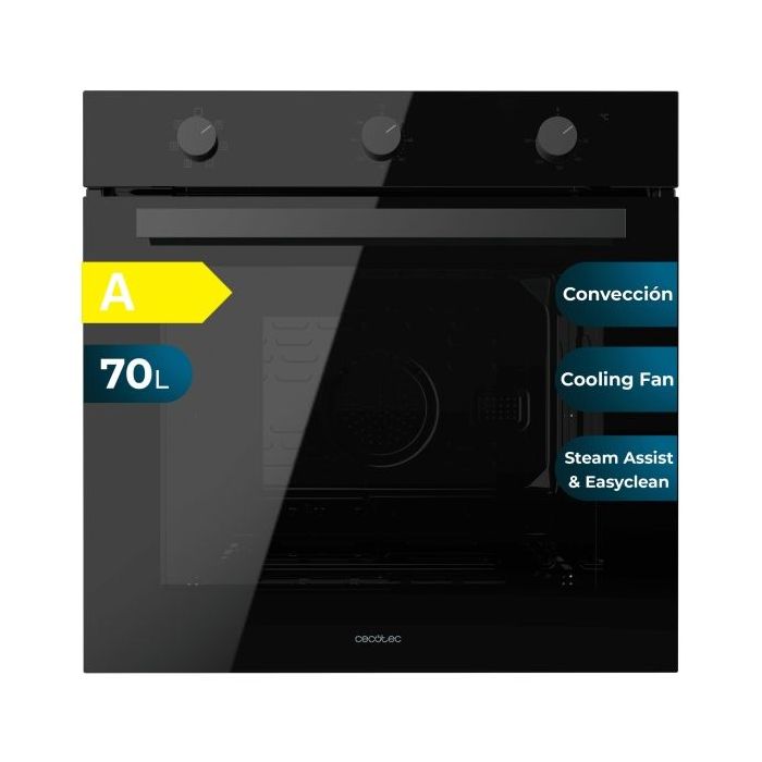 Cecotec Bolero Hexa M236000 Glass Black Time A Horno Integrable - Potencia 2800W - Capacidad 70L - Puerta Triple de Cristal - 6 Funciones - Color Negro