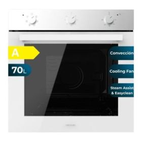 Cecotec Bolero Hexa M236000 Glass White Time A Horno Multifuncion Integrable - Potencia 2800W - Capacidad 70L - Puerta Triple de Cristal - 6 Funciones - Color Blanco y Negro