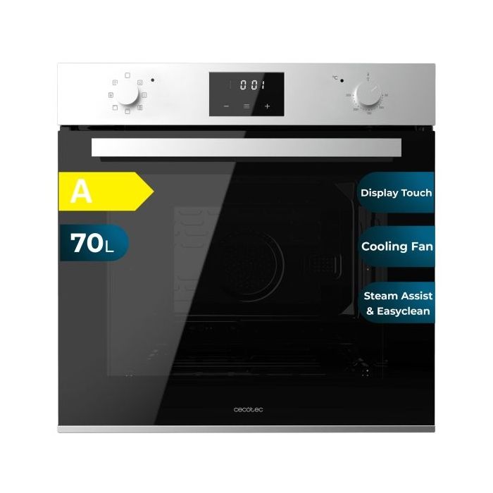 Cecotec Bolero Hexa M226001 Line A Horno Multifuncion Integrable - Potencia 2800W - Capacidad 70L - Control Tactil - Puerta Triple de Cristal - 7 Funciones - Color Negro y Plateado