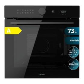 Cecotec Bolero Hexa P516000 Glass Black A Horno Pirolitico Integrable - 3250W - Capacidad 73L - Piedra para Pizzas de 35cm - Puerta Cuadruple de Cristal - Guias Telescopicas - 14 Funciones - Color Negro