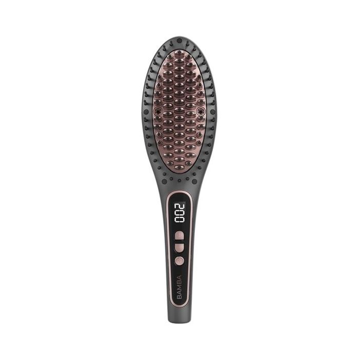 Cecotec InstantCare Smooth Brush Cepillo Alisador de Ceramica - Pantalla LED - Temperatura Regulable hasta 220ºC - Autoapagado - Cable de 3m - Color Gris Oscuro