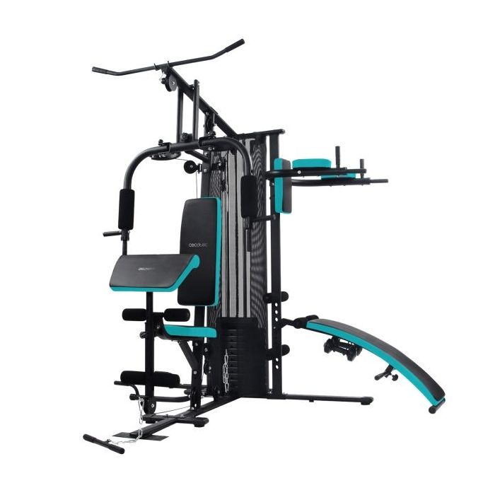 Cecotec Drumfit HomeGym 2000 Double Estacion de Entrenamiento Multifuncional - Bloque de Pesas 65kg - 2 Mancuernas de 1.5kg - Plegable - Almohadillas Acolchadas - 193 x 222 x 211cm - Color Negro