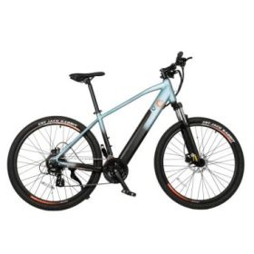 Cecotec Mountain Ventus Bicicleta Electrica de 27.5" - Doble Disco de Freno Hidraulico - Autonomia 90km - Cambio Shimano 24 Velocidades - Bateria 36V y 12.8Ah - Suspension Delantera - Color Azul Claro