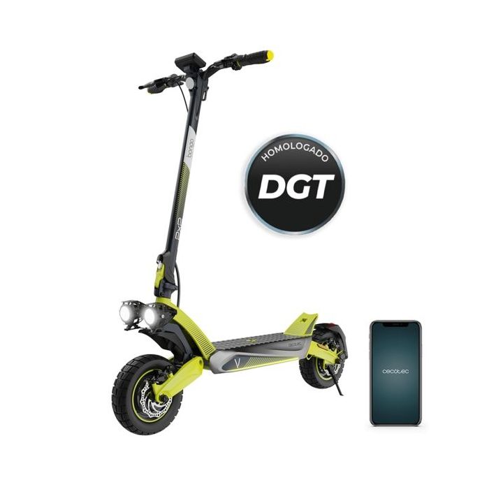 Cecotec Bongo V55 2x2 Connected Patinete Electrico - 1600W - Autonomia hasta 55km - Ruedas 10" - Doble Suspension - Frenado E-Abs - Homologado por la DGT - Control con App - Color Negro y Amarillo