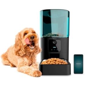 Cecotec Pumba 6000 Purrfect Meal Smart Vision Comedero Automatico para Mascotas con Microfono - Capacidad 6L - Cuenco de Acero Inoxidable - WiFi - Control con App - Color Negro y Azul