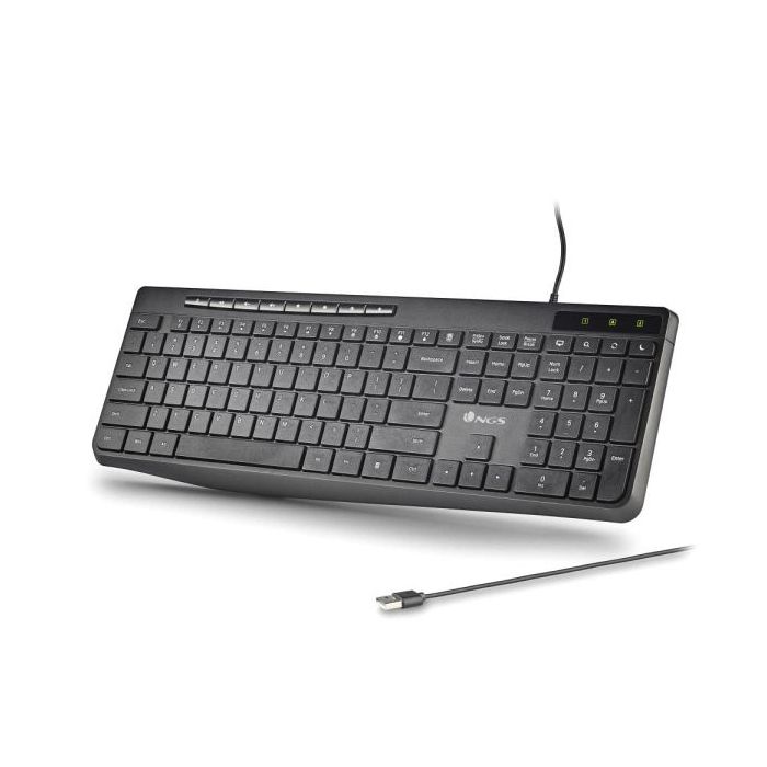 NGS Spectra Teclado USB Ultra Slim - USB-A - Silencioso - Indicadores LED - Color Negro