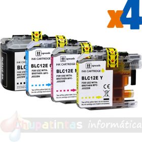 Brother LC12E Pack de 4 Cartuchos de Tinta Genéricos