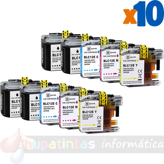 Brother LC12E Pack de 10 Cartuchos de Tinta Genéricos