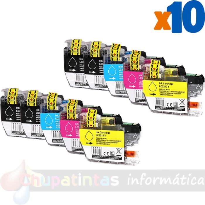 Brother LC3217 Pack de 10 Cartuchos de Tinta Genéricos