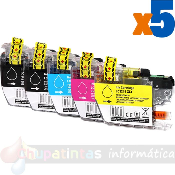 Brother LC3219 Pack de 5 Cartuchos de Tinta Genéricos