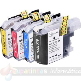 Brother LC127XL Negro + LC125XL Colores Pack de 4 Cartuchos de Tinta Genericos