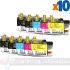 Brother LC3213/LC3211 Pack de 10 Cartuchos de Tinta Genericos