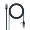 Nanocable Cable USB 3.2 Gen2x2 5A/100W - USB-C + USB-A/M a USB-C/M - 3m - Color Gris